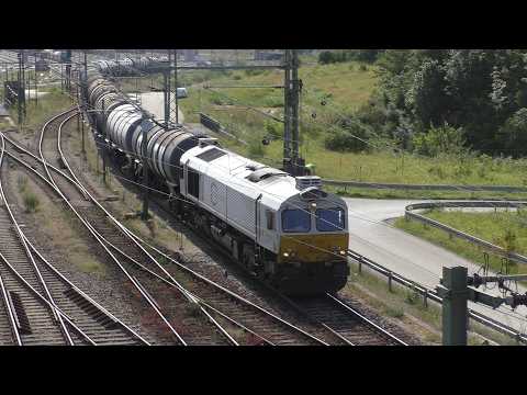 Heavy Duty Diesel w. Tank Car Train arriving at rail yard