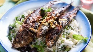Spicy Harissa Sardines with Olive, Feta and Mint R...