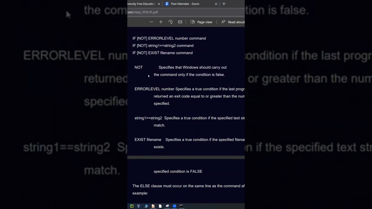 Get all the Windows Help in PDF format online ( Example of ‘IF’ statement)
