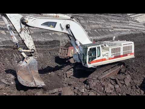 White Cat 385C Excavator Loading Coal On 4 Axle Mercedes & MAN Trucks - Interkat SA