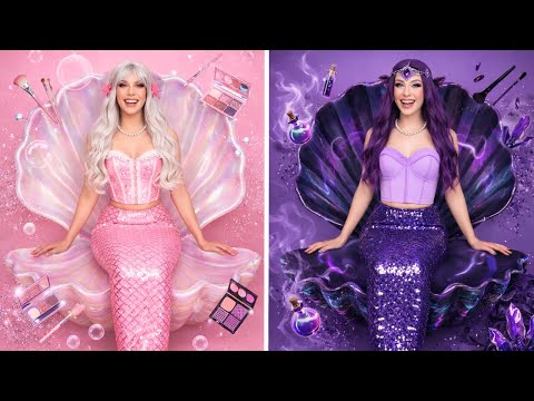 PINK Mermaid 🧜‍♀️ vs PURPLE Mermaid ✨ Who Wins the Ultimate Makeover? 💫
