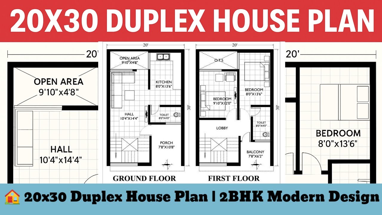 🏠 20x30 Duplex House Plan | 2BHK Modern Design