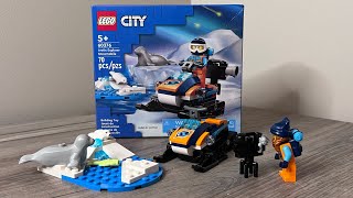 YouTube thumbnail: Lego City Arctic Explorer Snowmobile Set Unboxing & Speed Build