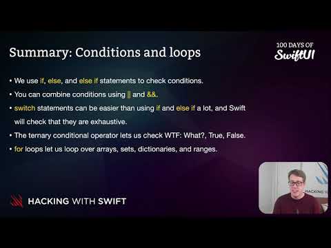 Summary: Conditions and loops – Swift for Complete Beginners