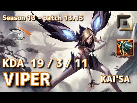 【KRサーバー/C1】HLE Viper カイサ(Kai'sa) VS エズリアル(Ezreal) BOT - Patch13.15 KR Ranked【LoL】