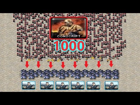 1000 Conscripts vs 33 Gi Battle Fortress - Same Cost - Red Alert 2