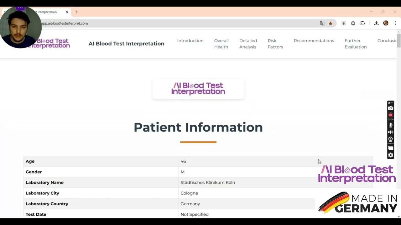 ภาพย่อของเครื่องวิเคราะห์การตรวจเลือด AI ระดับพรีเมียมที่แสดงการวิเคราะห์การดูแลสุขภาพขั้นสูง