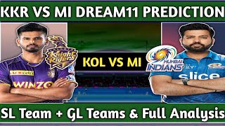 kol vs mi dream11 prediction | kol vs mi dream11 | kkr vs mi | dream11 team of today match