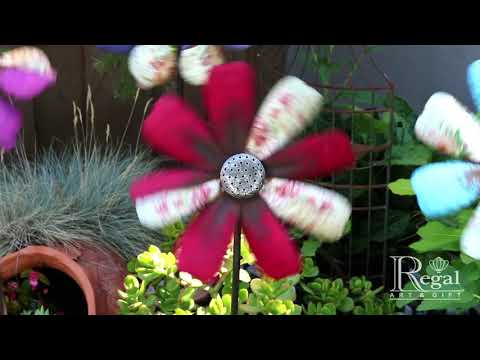 Rustic Flower Wind Spinner - Red