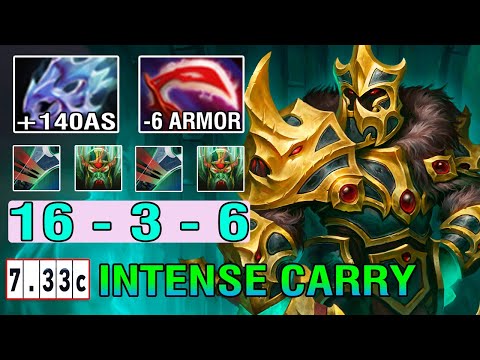 INTENSE Carry [WRAITH KING] Crazy Attack Speed Moon Shard + Desolator Build 1Stun Ez Die Dota2 7.33C