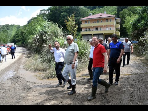 BAŞKAN HALİL POSBIYIK, SEL BÖLGESİNDE İNCELEMELERDE BULUNDU