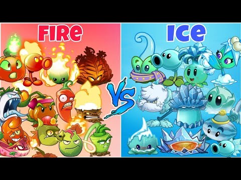 All Plants Team FIRE vs ICE - Who Will WIn? - PvZ 2 Team Plant vs Team Plant