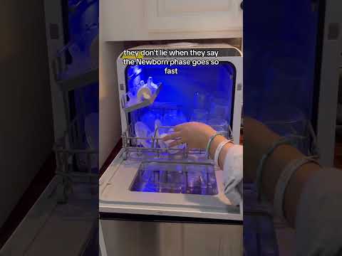 Dishwasher hack for bottles & pump parts! Save time, sanitize in one go.