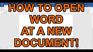 How to open Word to a Blank Document and get rid of the Start Screen