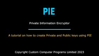 PIE - Public and Private Keys