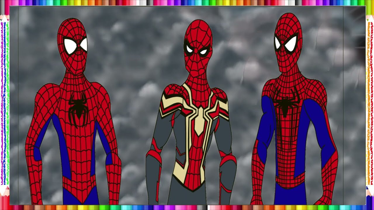 MARVEL SPIDERMAN COLORING PAGE - человек паук 3 лица|hombre araña 3 caras|người nhện 3 khuôn mặt