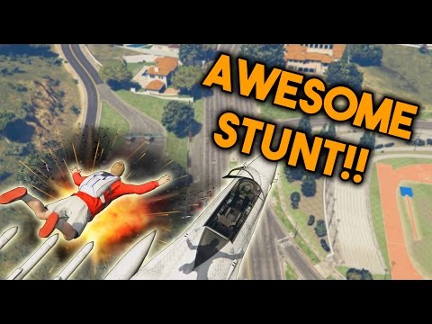 ACROBACIA INCREIBLE!!! 3 en 1!! COCHE-CAZA-SKYDIVING | GTA V Online w/Frita