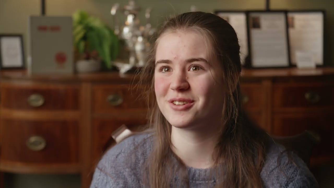 A student in a lit sit-down interview for The Woodward School for Girls