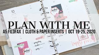 Plan with Me | A5 Filofax | Cloth & Paper Weekly Inserts | Oct 19-25, 2020 #filofax