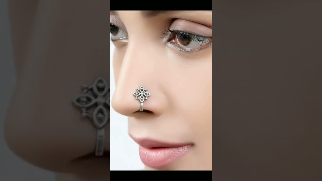 Girls stylish nose pin 😍 beautifull nose pin design 🥰 amazing nose pin collocation 😘 #shorts