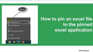 Pin an excel file to excel application on windows taskbar