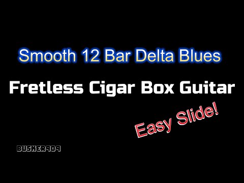 Smooth Delta Blues 12 Bar Lesson, Fretless 3 String Cigar Box Guitar (Slide) Resonator License plate