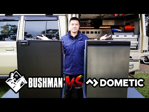 Bushman DC-130X vs Dometic NRX115c upright fridge side by side comparison