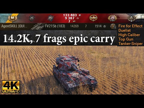 FV215b (183) video in Ultra HD 4K🔝 Damage record from only 9 shots! 🔝 World of Tanks ✔️