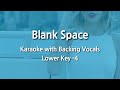 Blank Space (Lower Key -4) Karaoke with Backing Vocals