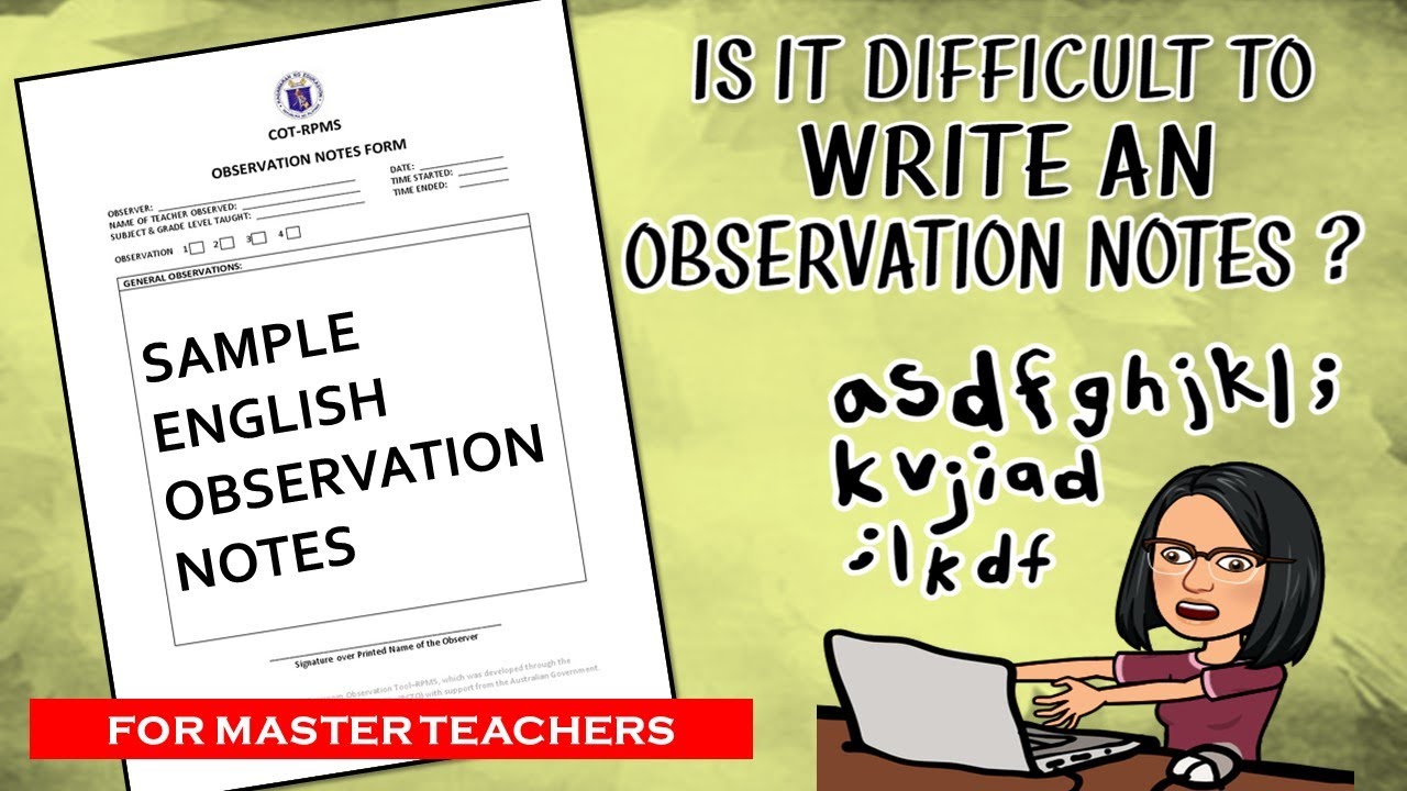 ENGLISH COT OBSERVATION NOTES GUIDE for Master Teachers
