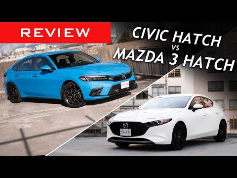 Comparison Review: 2022 Honda Civic Hatchback vs 2022 Mazda 3 Hatchback - 6-Speed vs 6-Speed Manuals
