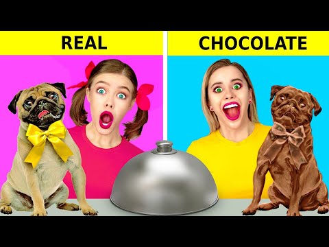 CHOCOLATE VS REAL FOOD CHALLENGE || Eating Only Sweet 24 Hours! Funny Pranks by 123 GO! FOOD