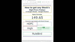 How to get High Price (Shares) in Google Finance - Google Sheet  #Shortcuts​ with #Shorts