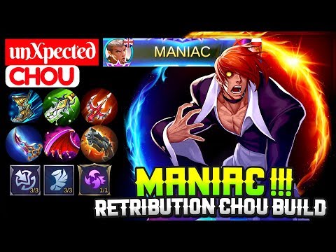 unXpected MANIAC !!! Retribution Chou Build  [ Top Global Chou ] unXpected - Mobile Legends Video