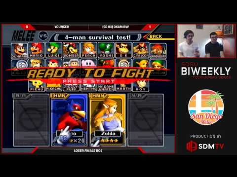 SDSU Biweekly 64 - Younger (Falco) vs. OkamiBW (Sheik) - SSBM Losers Finals - Smash Melee