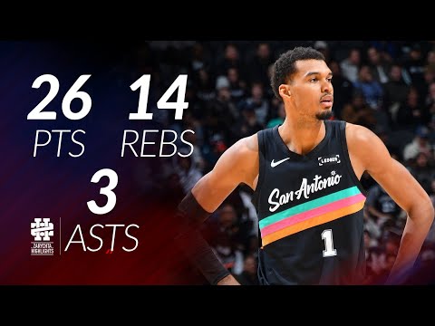 Victor Wembanyama 26 pts 14 rebs 3 asts vs Cavs 25/26 season