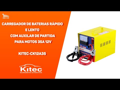 Carregador de Baterias Rápido e Lento com Auxilar de Partida para Motos 35A 12V - Video