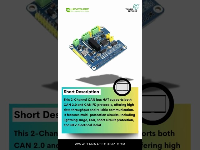 Vídeo relacionado con Waveshare 2-Channel Isolated Can Bus Expansion Hat For Raspberry Pi Motherboards, Dual Chips Solution, Stackable Design for Expanding Multiple Can Channels