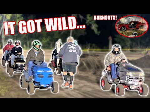 We Host The BIGGEST & Wildest Lawn Mower Race Of The Year! HUGE CRASH! JH Diesel New Years Eve Bash!