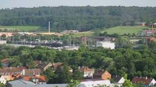 preview picture of video 'Bahn in der Landschaft: Züge durch Ansbach S4-Vorlaufbetrieb Nürnberg'