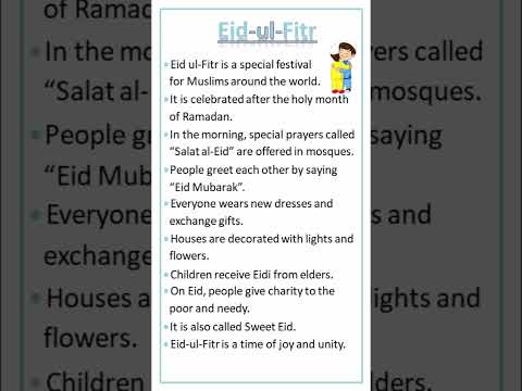 essay on Eid ul Fitr #easytolearnandwrite #youtubeshorts #shorts #eid #eidulfitr #festival #viral#yt
