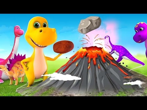 Dinosaur Volcano Adventure With Tyrannosaurus Mosasaurus | Funny Dinosaurs 3D Cartoons Comedy Videos