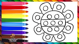 Desenhar e Colorir uma Flor POP IT 🌼🔴🟠🟡🟢🔵🟣🌈 Desenhos Para Crianças