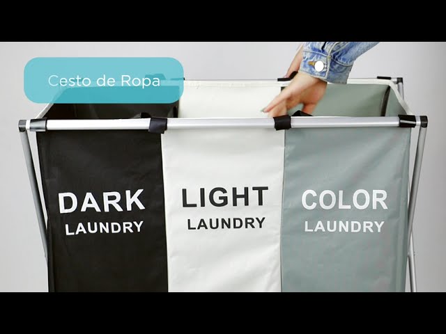 Vídeo relacionado con SONGMICS Cesto Ropa Sucia, 80 L, Cesta de Ropa Plegable, con Asa, Bolsa para Ropa, Repelente al Agua, para Lavadero, Dormitorio, Baño, Negro Tinta RLH001BH01
