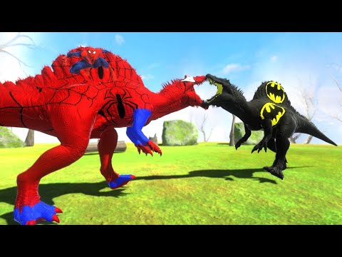 Batman Spinosaurus vs Spiderman Spinosaurus l Fight Scene l Animal Revolt Battle Simulator