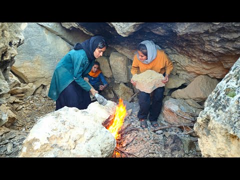 Baking Bread & Rebuilding a Cave | Survival Life of Iran’s Nomadic Cave Girls