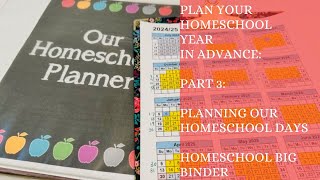 Plan Your Homeschool Year in Advance Series: Part 3 - Planning School Days, Homeschool Binder