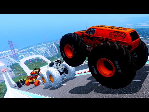 Epic High Speed monster trucks jumps stunts & crashes #094 | BeamNG Drive