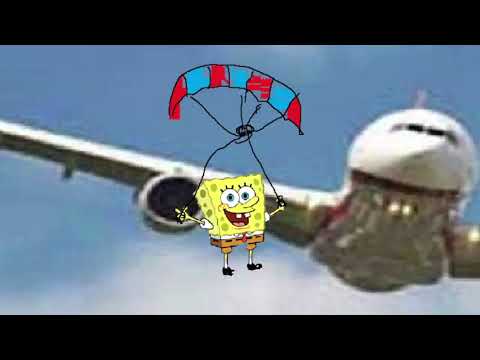 Spongbob parachute's and gets sucked into a jet engine