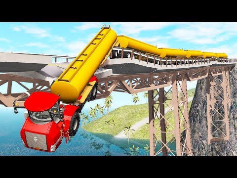 Breakable Bridge Traffic Jam #2 - Beamng drive